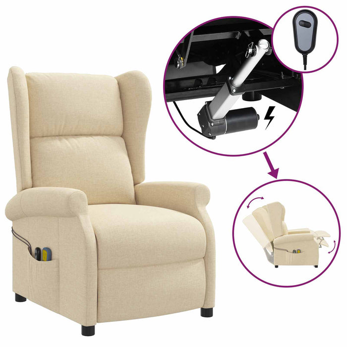 Fotoliu recliner electric cu spătar înclinat Crem Țesătură WALTI