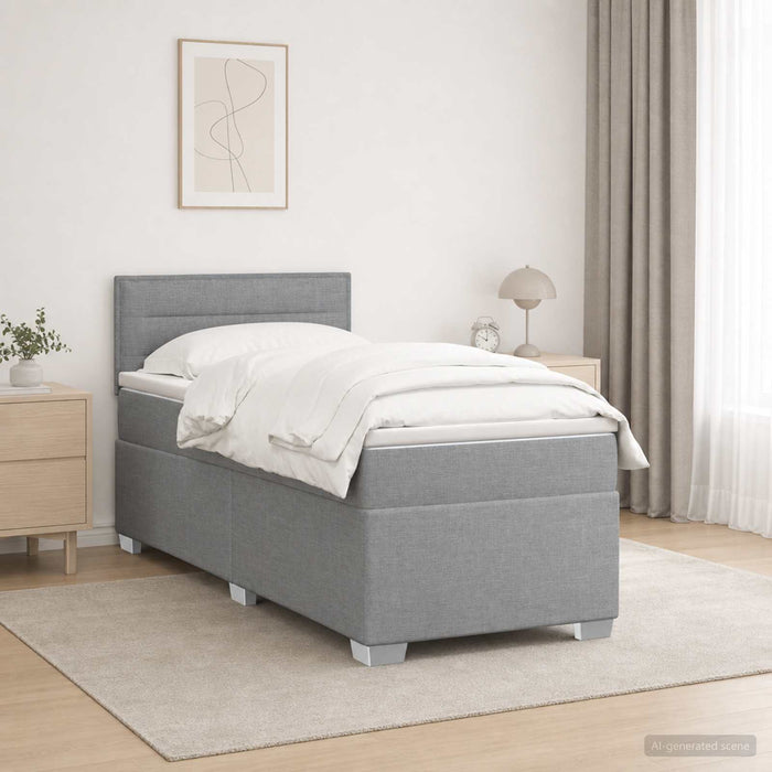 Pat boxspring cu saltea Gri deschis 90 x 190cm Țesătură - WALTI WALTI