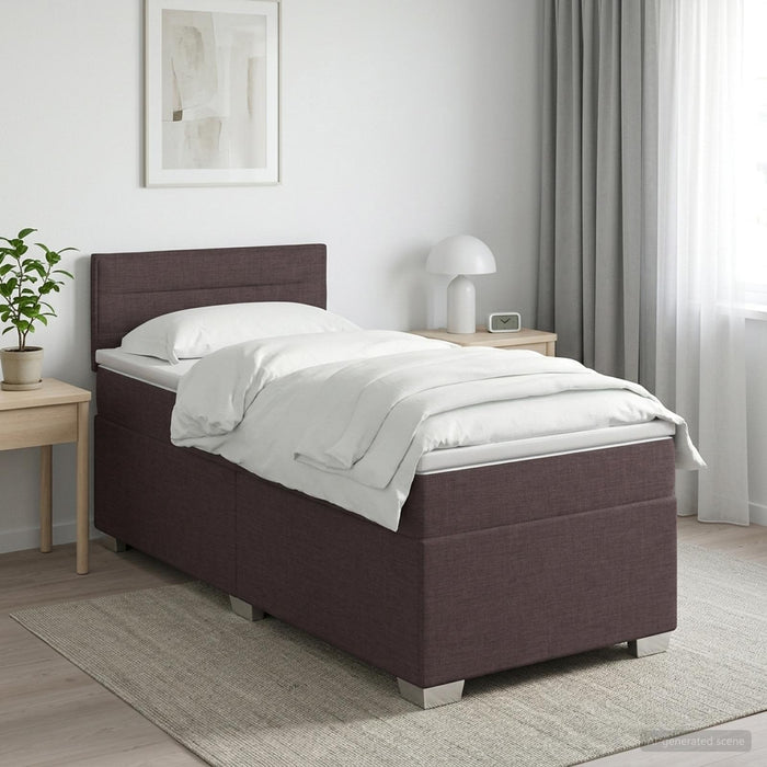 Pat boxspring cu saltea Maro închis 100 x 200 cm Țesătură - WALTI WALTI