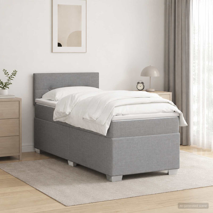 Pat boxspring cu saltea Gri deschis 100 x 200 cm Țesătură WALTI