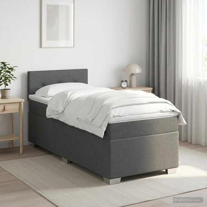Pat boxspring cu saltea Gri închis 90 x 200 cm Țesătură WALTI