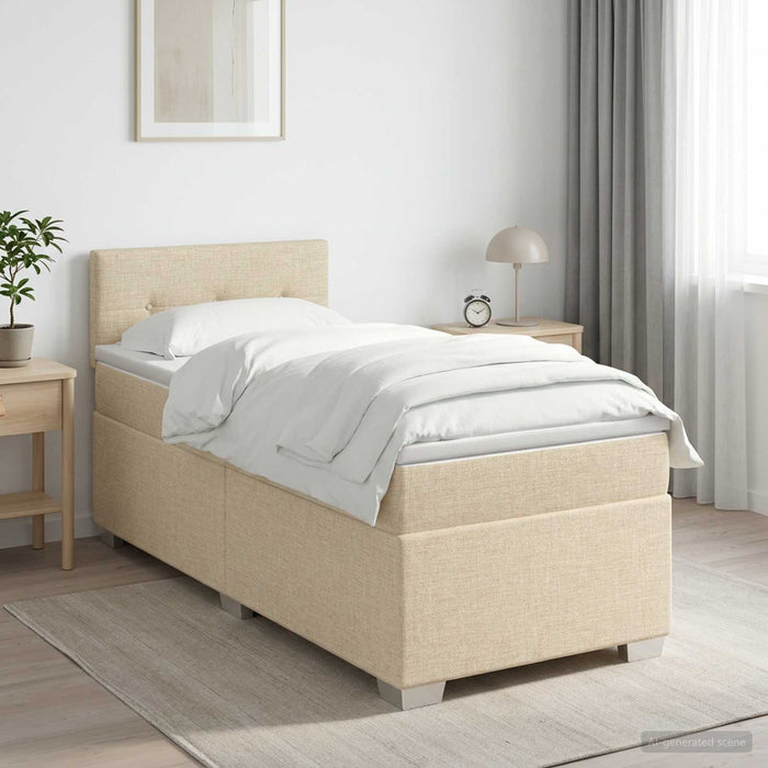 Pat boxspring cu saltea cu headboard Crem 90 x 200 cm Țesătură - WALTI WALTI