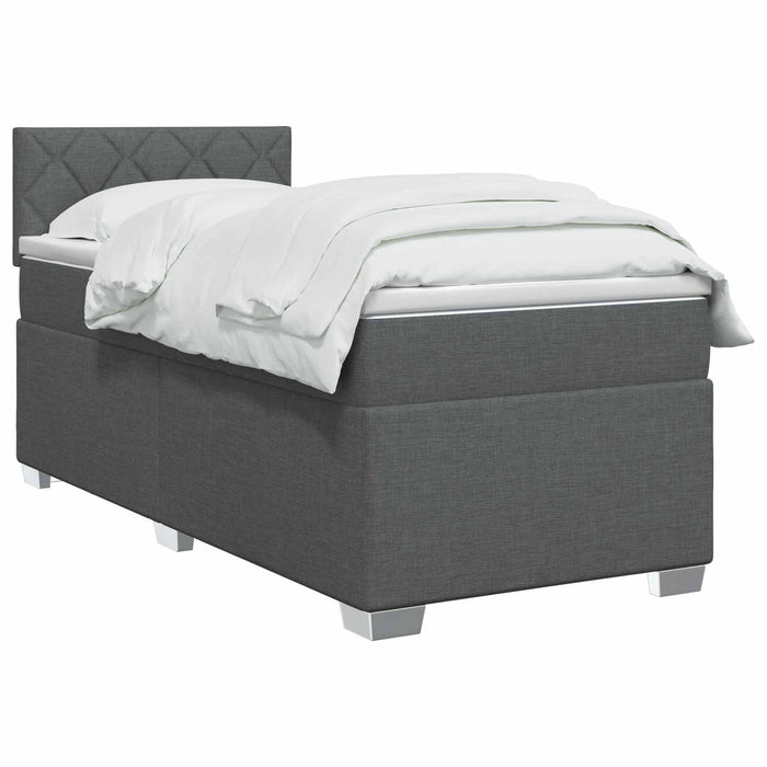 Pat boxspring cu saltea Gri închis 80 x 200 cm Țesătură WALTI