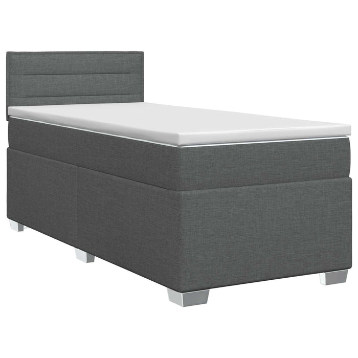 Pat boxspring cu saltea Gri închis 90 x 190 cm Țesătură WALTI