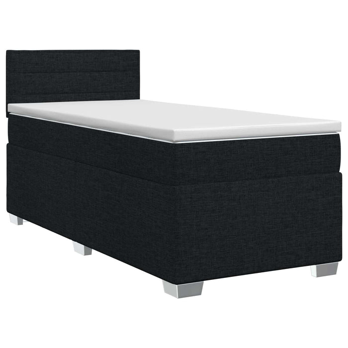 Pat boxspring cu saltea cu headboard Negru 90 x 190 cm Țesătură WALTI