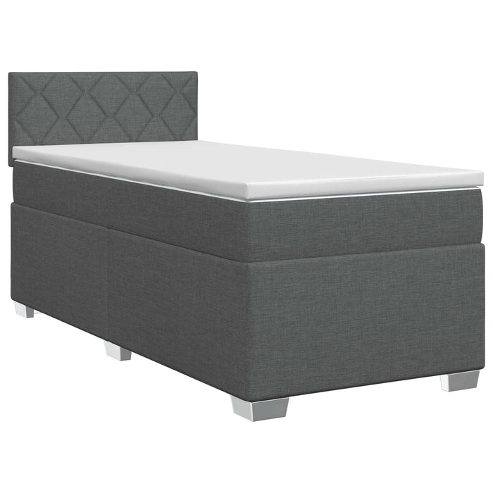 Pat boxspring cu saltea Gri închis 90 x 190 cm Țesătură WALTI
