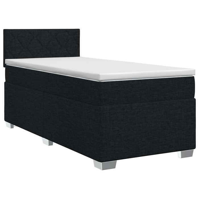 Pat boxspring cu saltea cu headboard Negru 90 x 190 cm Țesătură WALTI