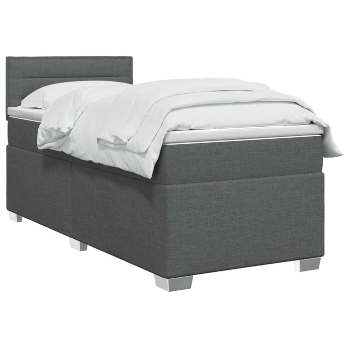 Pat boxspring cu saltea Gri închis 90 x 200 cm Țesătură WALTI