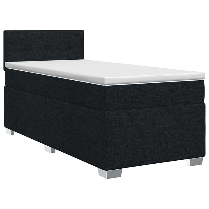 Pat boxspring cu saltea cu headboard Negru 90 x 200 cm Țesătură WALTI