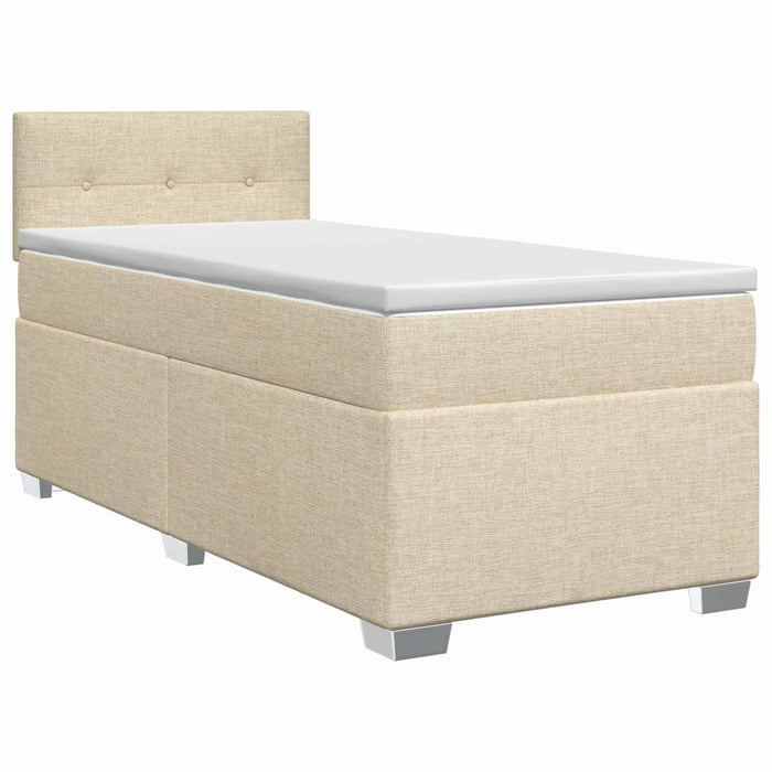 Pat boxspring cu saltea cu headboard Crem 90 x 200 cm Țesătură - WALTI WALTI