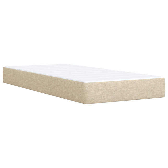 Pat boxspring cu saltea cu headboard Crem 90 x 200 cm Țesătură - WALTI WALTI