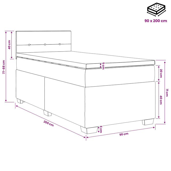 Pat boxspring cu saltea cu headboard Crem 90 x 200 cm Țesătură - WALTI WALTI