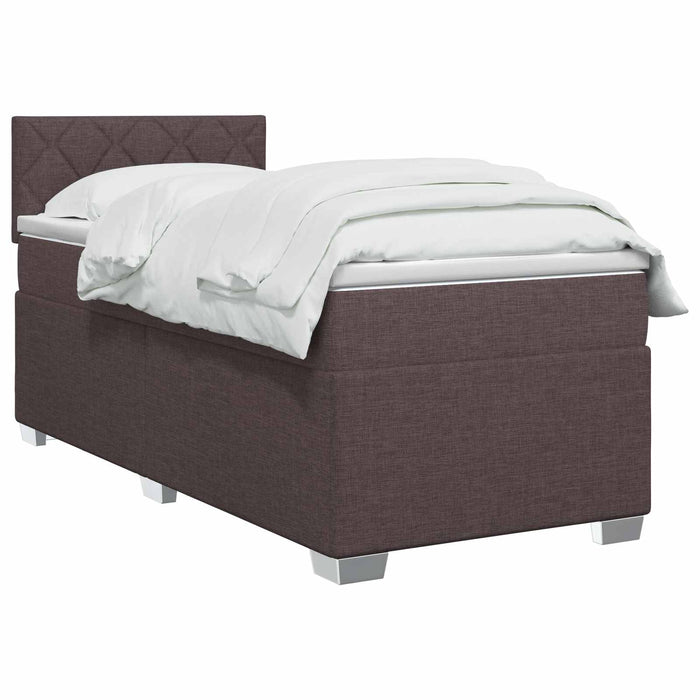 Pat boxspring cu saltea Maro închis 90 x 200 cm Țesătură WALTI