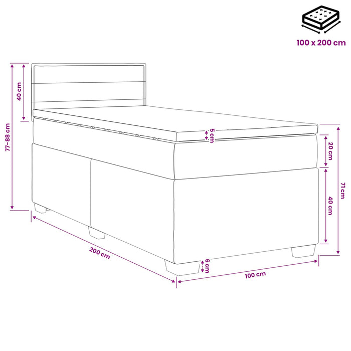Pat boxspring cu saltea albastru 100 x 200 cm Țesătură WALTI