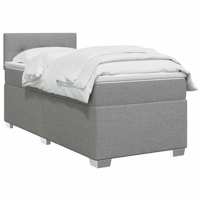 Pat boxspring cu saltea Gri deschis 100 x 200 cm Țesătură WALTI