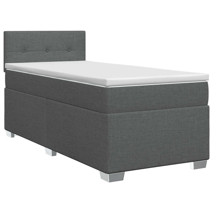 Pat boxspring cu saltea Gri închis 100 x 200 cm Țesătură WALTI
