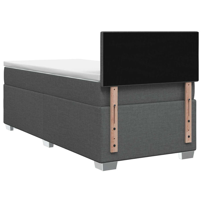 Pat boxspring cu saltea Gri închis 100 x 200 cm Țesătură WALTI