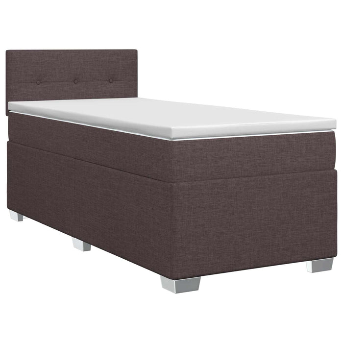 Pat boxspring cu saltea Maro închis 100 x 200 cm Țesătură WALTI