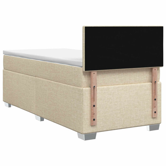Pat boxspring cu saltea cu headboard Crem 100 x 200 cm Țesătură WALTI