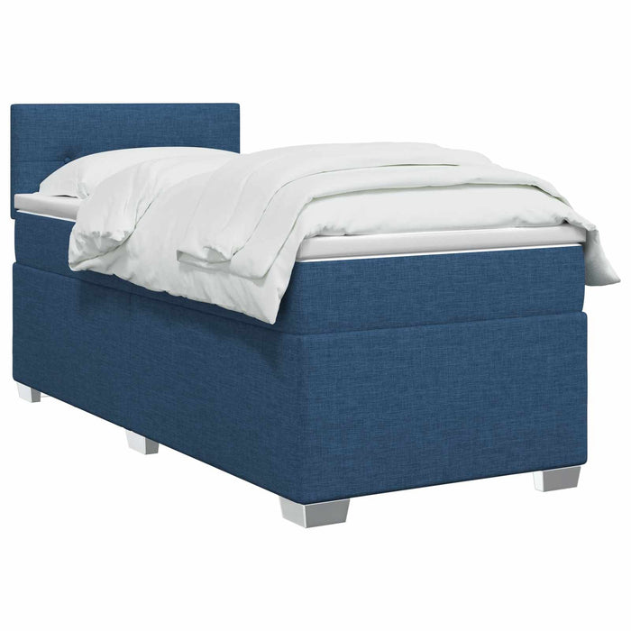 Pat boxspring cu saltea albastru 100 x 200 cm Țesătură WALTI