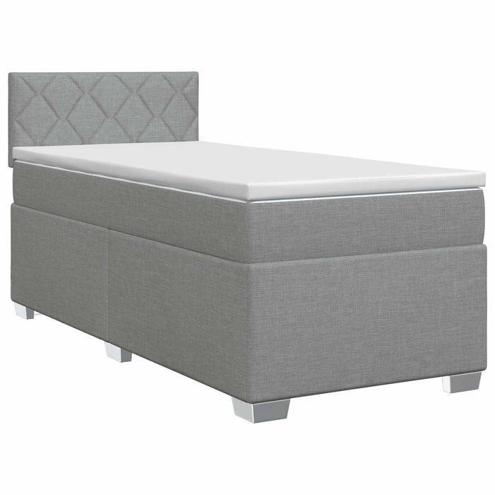 Pat boxspring cu saltea Gri deschis 100 x 200 cm Țesătură WALTI