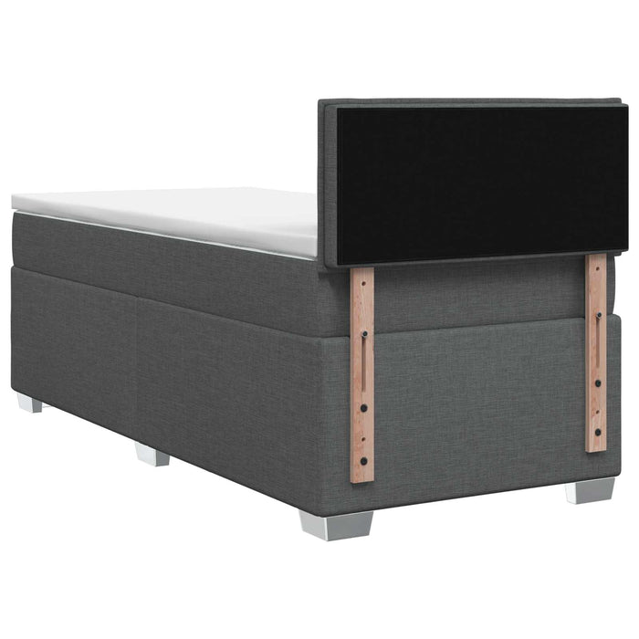 Pat boxspring cu saltea Gri închis 100 x 200 cm Țesătură WALTI