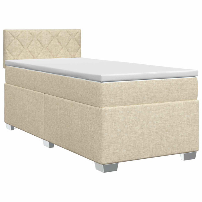 Pat boxspring cu saltea cu headboard Crem 100 x 200 cm Țesătură WALTI