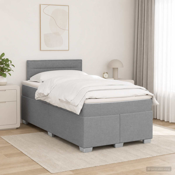 Pat boxspring cu saltea Gri deschis 120 x 190 cm Țesătură - WALTI WALTI