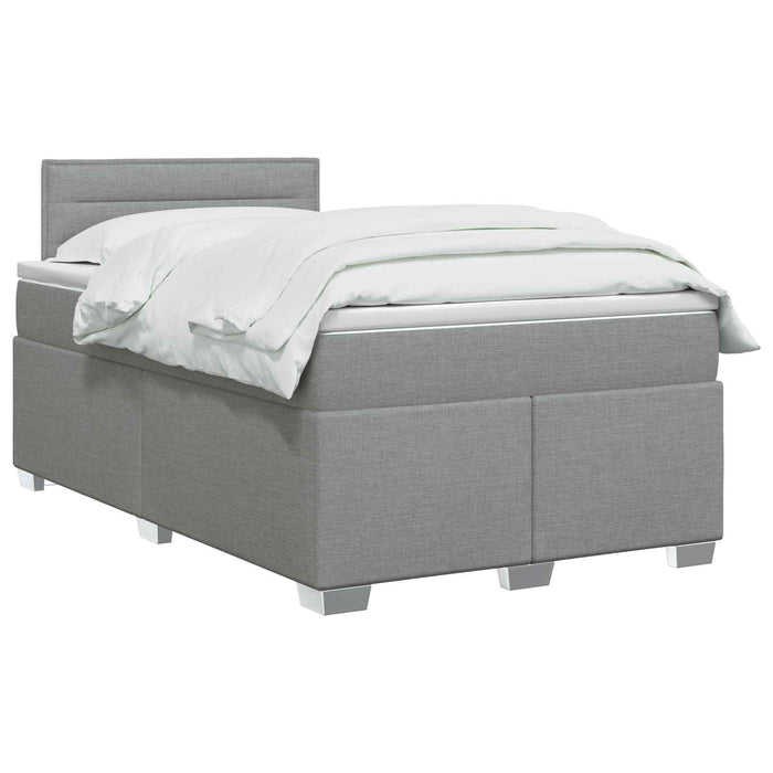 Pat boxspring cu saltea Gri deschis 120 x 190 cm Țesătură - WALTI WALTI