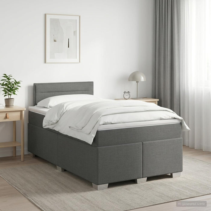 Pat boxspring cu saltea Gri închis 120 x 190 cm Țesătură - WALTI WALTI
