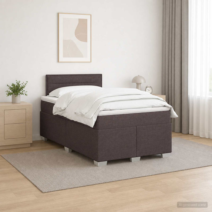 Pat boxspring cu saltea Maro închis 120 x 190 cm Țesătură - WALTI WALTI