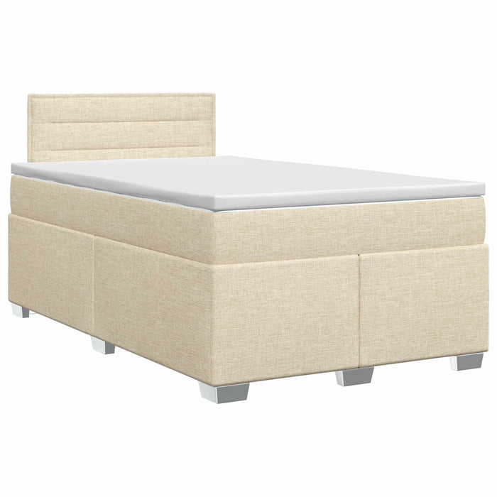 Pat boxspring cu saltea cu headboard Crem 120 x 190 cm Țesătură WALTI