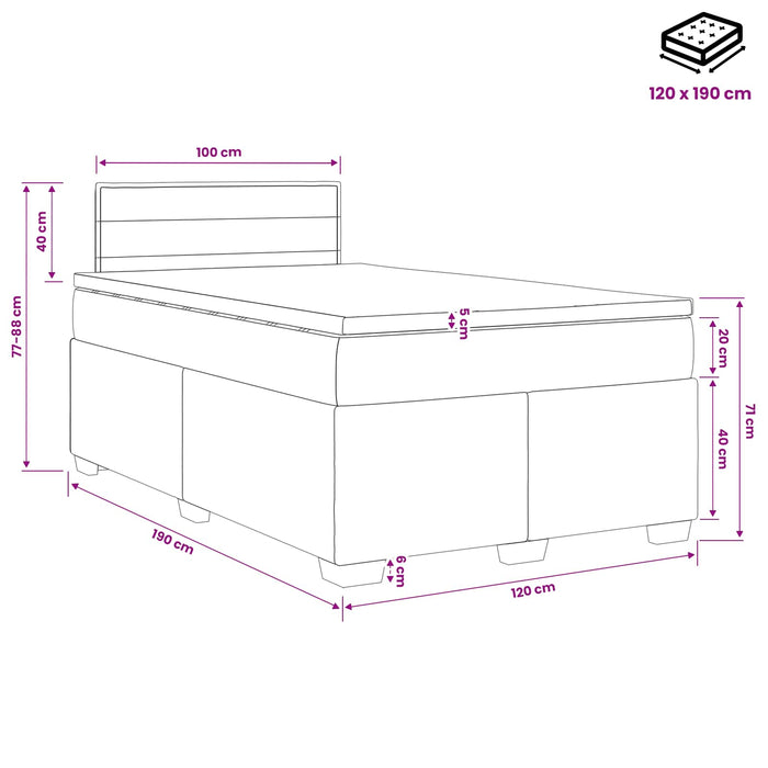 Pat boxspring cu saltea cu headboard Crem 120 x 190 cm Țesătură WALTI