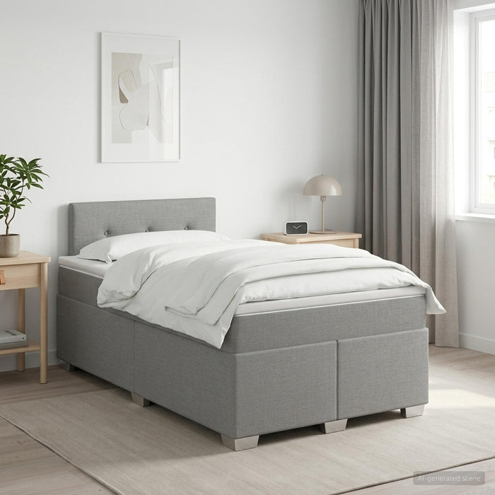 Pat boxspring cu saltea Gri deschis 120 x 190 cm Țesătură WALTI