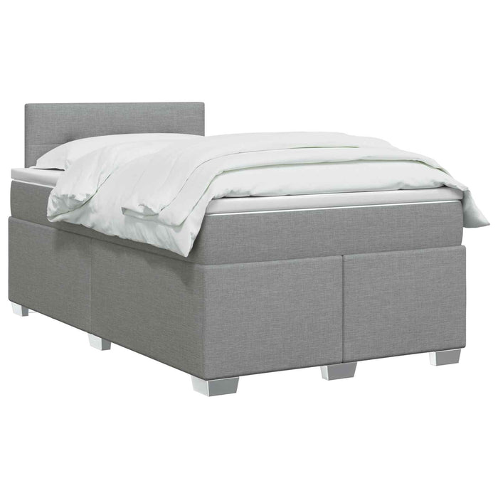 Pat boxspring cu saltea Gri deschis 120 x 190 cm Țesătură WALTI