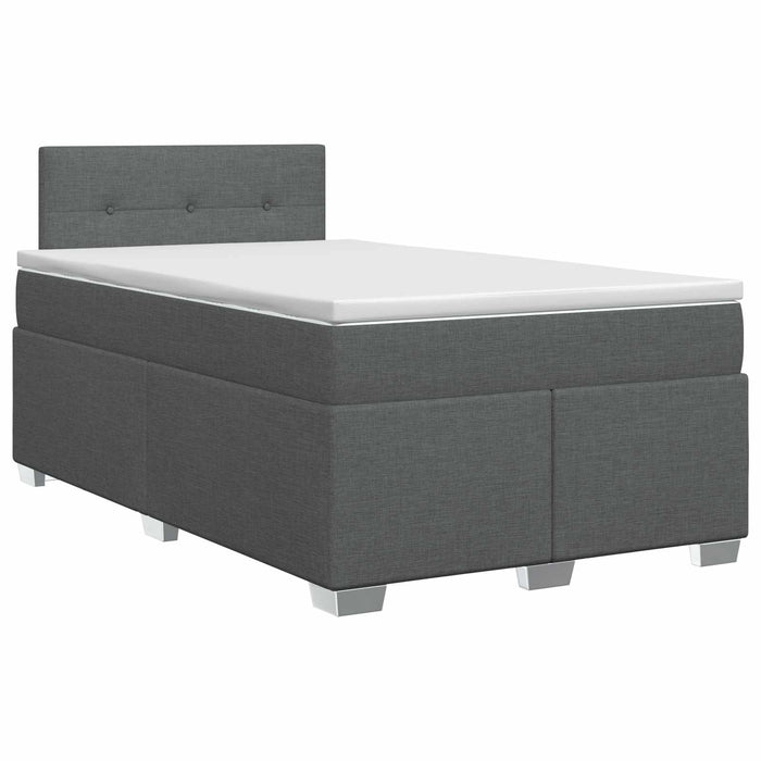 Pat boxspring cu saltea Gri închis 120 x 190 cm Țesătură WALTI