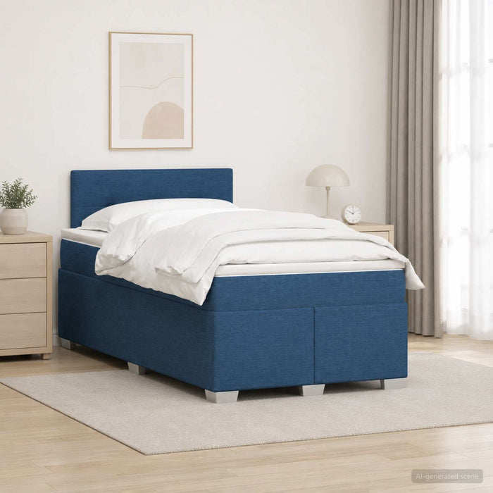 Pat boxspring cu saltea albastru 120 x 200 cm Țesătură WALTI