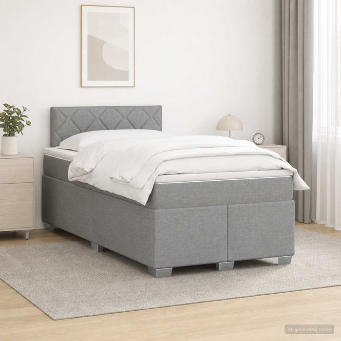 Pat boxspring cu saltea Gri deschis 120 x 200 cm Țesătură WALTI