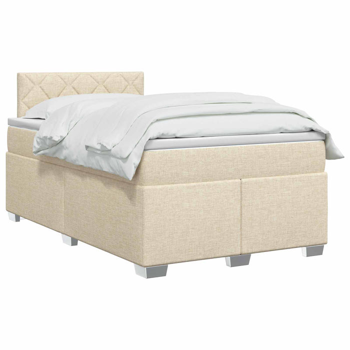 Pat boxspring cu saltea cu headboard Crem 120 x 190 cm Țesătură - WALTI WALTI