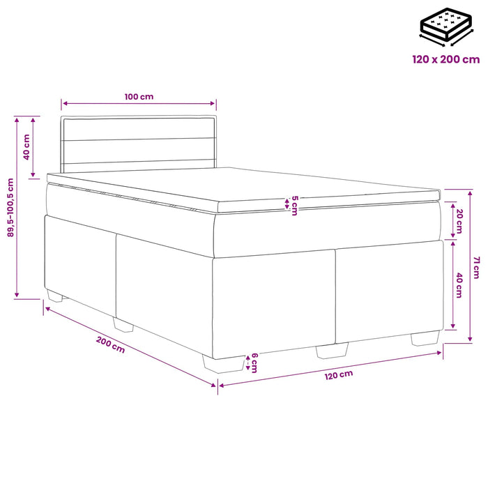 Pat boxspring cu saltea Gri deschis 120 x 200 cm Țesătură - WALTI WALTI