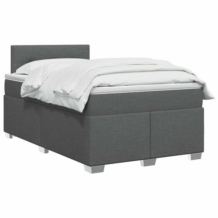 Pat boxspring cu saltea Gri închis 120 x 200 cm Țesătură WALTI