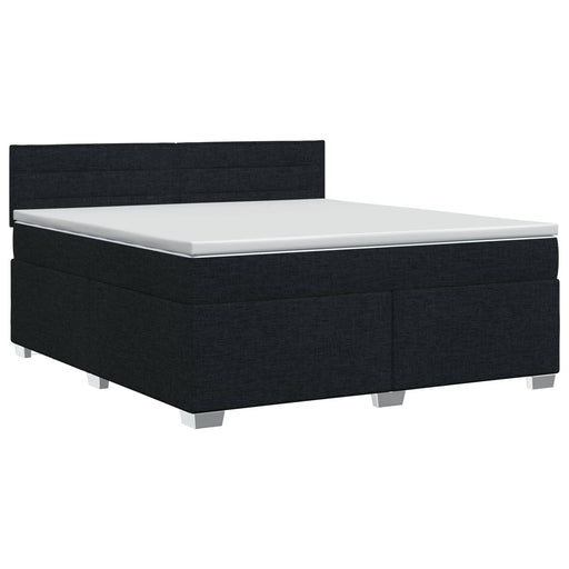 Pat boxspring cu saltea Negru 140 x 190 cm Țesătură - WALTI WALTI