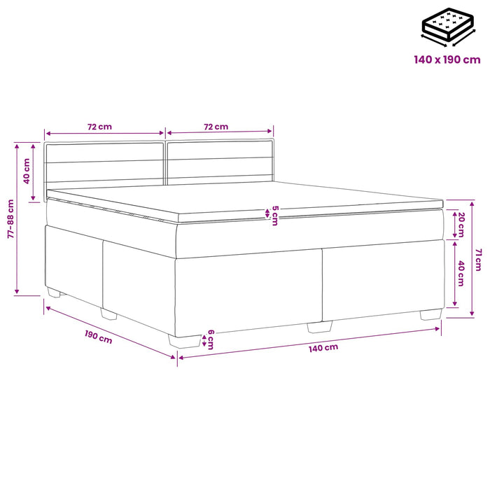 Pat boxspring cu saltea Negru 140 x 190 cm Țesătură WALTI