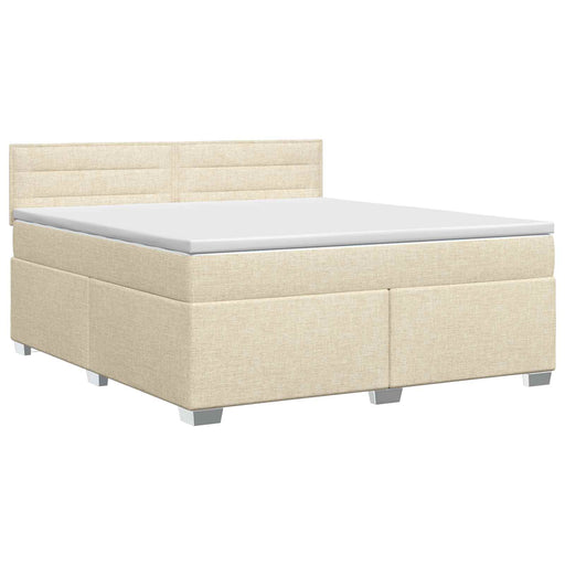 Pat boxspring cu saltea cu headboard Crem 140 x 190 cm Țesătură - WALTI WALTI