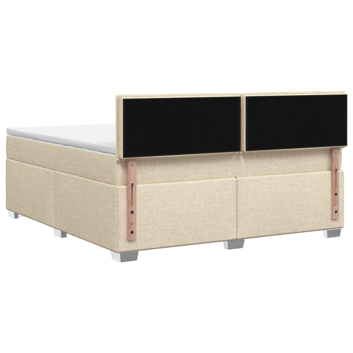 Pat boxspring cu saltea cu headboard Crem 140 x 190 cm Țesătură WALTI