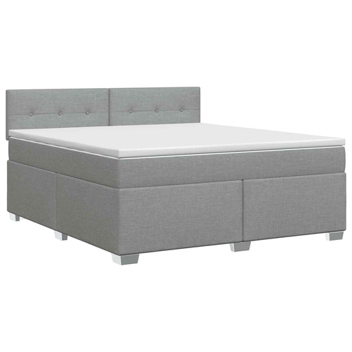 Pat boxspring cu saltea Gri deschis 140 x 190 cm Țesătură - WALTI WALTI