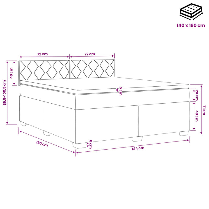 Pat boxspring cu saltea Gri închis 140 x 190 cm Țesătură WALTI
