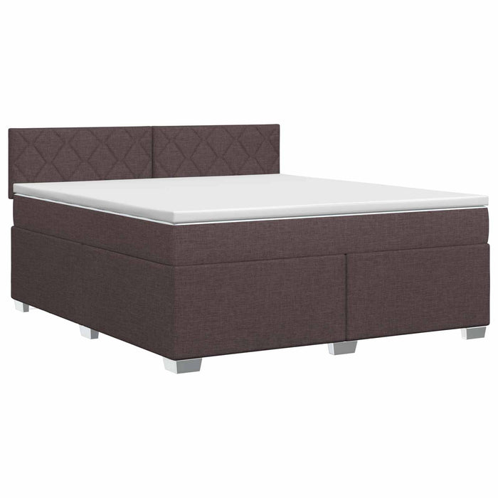 Pat boxspring cu saltea Maro închis 140 x 190 cm Țesătură WALTI