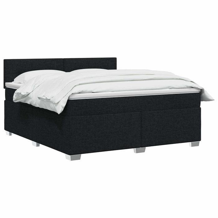 Pat boxspring cu saltea Negru 140 x 200 cm Țesătură - WALTI WALTI