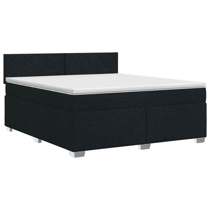 Pat boxspring cu saltea Negru 140 x 200 cm Țesătură WALTI